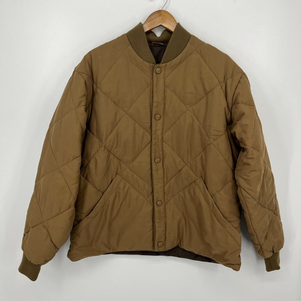 Cabela's Quilted Bomber Jacket Men's Size XL Brown Button Snap Thinsulate Vtg